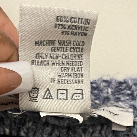 American Rag Womens Sweater Size Medium Blue Gray Knit Lace Up Sides Top - Picture 6 of 10